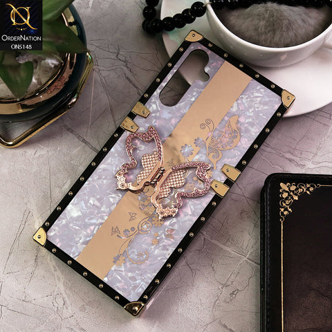 Samsung Galaxy A05s Cover - Lilac -  Luxury Shiny Rhinestone Butterfly Electroplated Square Trunk Soft Case