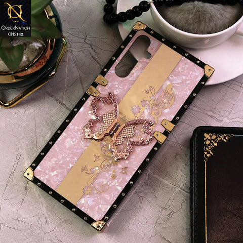 Samsung Galaxy A05s Cover - Pink -  Luxury Shiny Rhinestone Butterfly Electroplated Square Trunk Soft Case