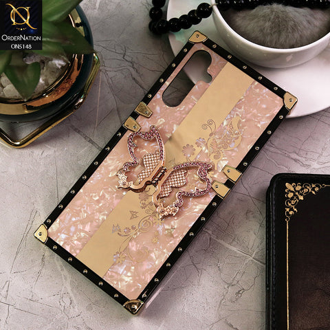 Samsung Galaxy A05s Cover - Rose Gold -  Luxury Shiny Rhinestone Butterfly Electroplated Square Trunk Soft Case