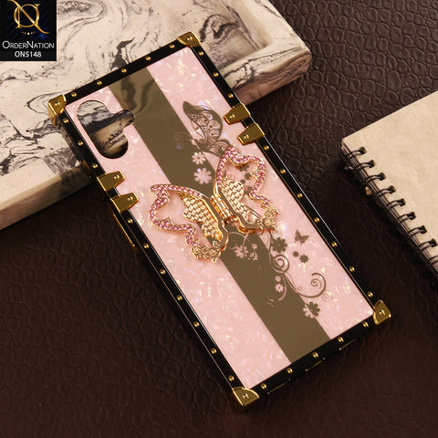 Samsung Galaxy A06 Cover - Pink - Luxury Shiny Rhinestone Butterfly Electroplated Square Trunk Soft Case