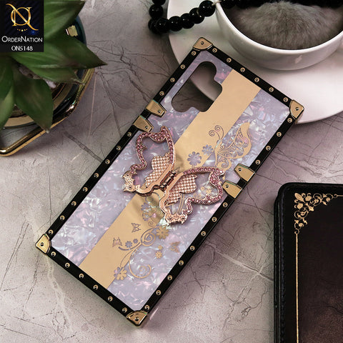 Samsung Galaxy A32 Cover - Lilac -  Luxury Shiny Rhinestone Butterfly Electroplated Square Trunk Soft Case