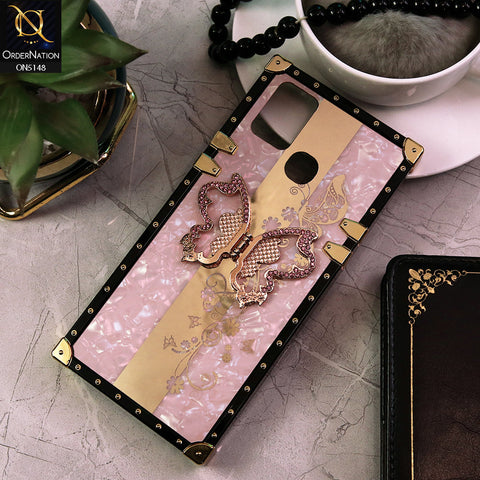 Infinix Smart 5 Cover - Pink -  Luxury Shiny Rhinestone Butterfly Electroplated Square Trunk Soft Case