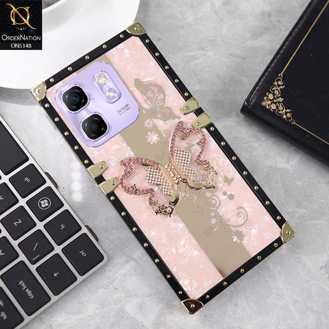 Infinix Smart 9 HD Cover - Rose Gold - Luxury Shiny Rhinestone Butterfly Electroplated Square Trunk Soft Case