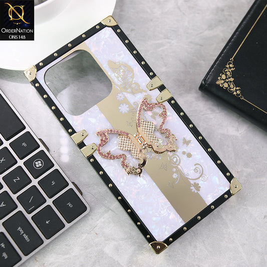 Infinix Smart 9 Cover - Purple - Luxury Shiny Rhinestone Butterfly Electroplated Square Trunk Soft Case