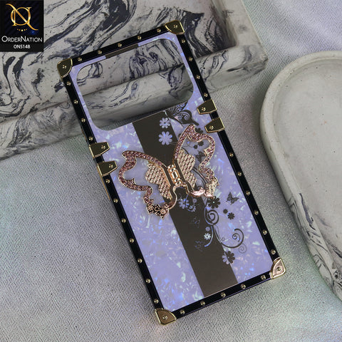 Tecno Spark 40 - Purple - Luxury Shiny Rhinestone Butterfly Electroplated Square Trunk Soft Case