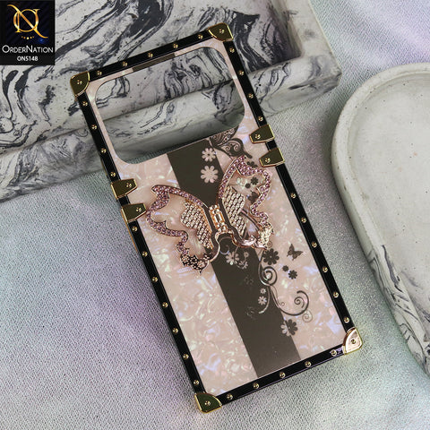 Tecno Spark 40 - Rose Gold - Luxury Shiny Rhinestone Butterfly Electroplated Square Trunk Soft Case