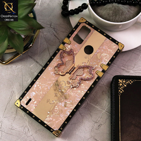Tecno Spark 6 Go Cover - Rose Gold -  Luxury Shiny Rhinestone Butterfly Electroplated Square Trunk Soft Case