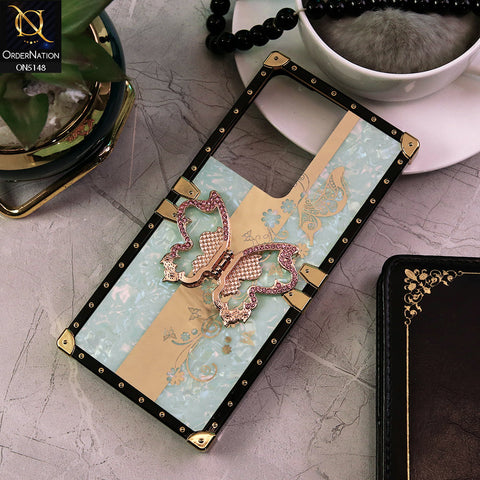 Vivo S16e Cover - Aqua -  Luxury Shiny Rhinestone Butterfly Electroplated Square Trunk Soft Case