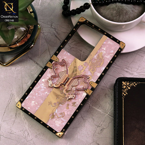 Vivo S16e Cover - Pink -  Luxury Shiny Rhinestone Butterfly Electroplated Square Trunk Soft Case