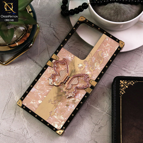 Vivo V27e Cover - Rose Gold -  Luxury Shiny Rhinestone Butterfly Electroplated Square Trunk Soft Case