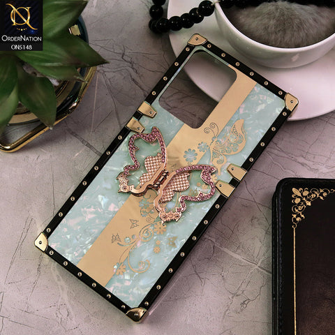 Vivo Y53t Cover - Aqua -  Luxury Shiny Rhinestone Butterfly Electroplated Square Trunk Soft Case