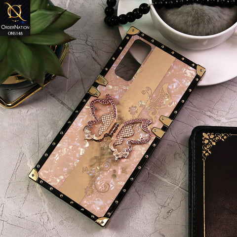 Vivo Y20 Cover - Rose Gold -  Luxury Shiny Rhinestone Butterfly Electroplated Square Trunk Soft Case
