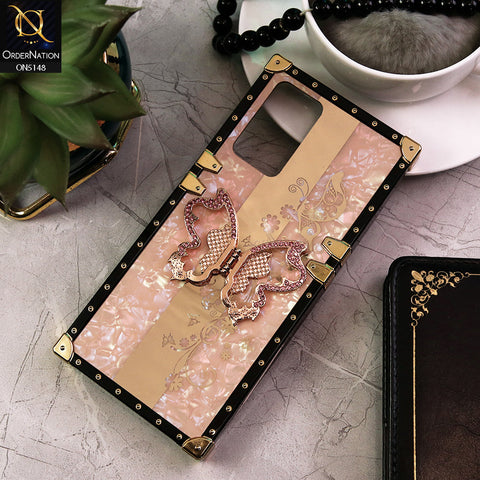Vivo Y21 Cover - Rose Gold -  Luxury Shiny Rhinestone Butterfly Electroplated Square Trunk Soft Case