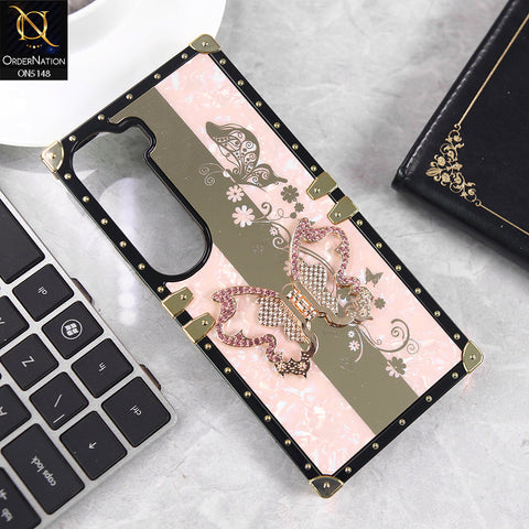 Vivo Y300 Cover - Pink - Luxury Shiny Rhinestone Butterfly Electroplated Square Trunk Soft Case