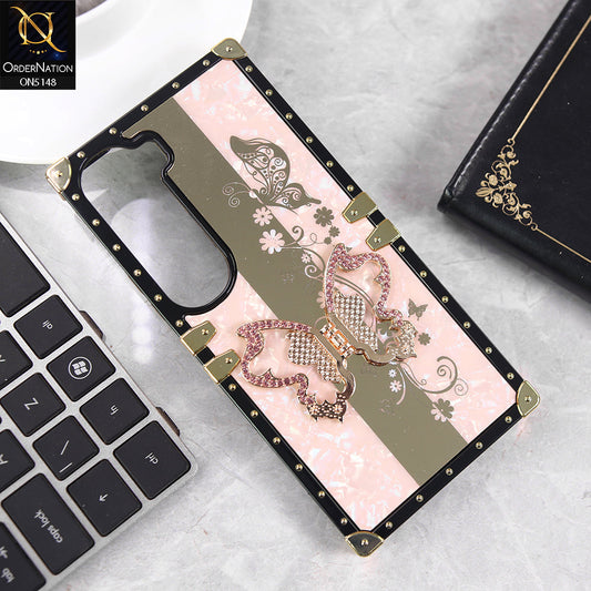 Vivo Y200 (2025) Cover - Pink - Luxury Shiny Rhinestone Butterfly Electroplated Square Trunk Soft Case