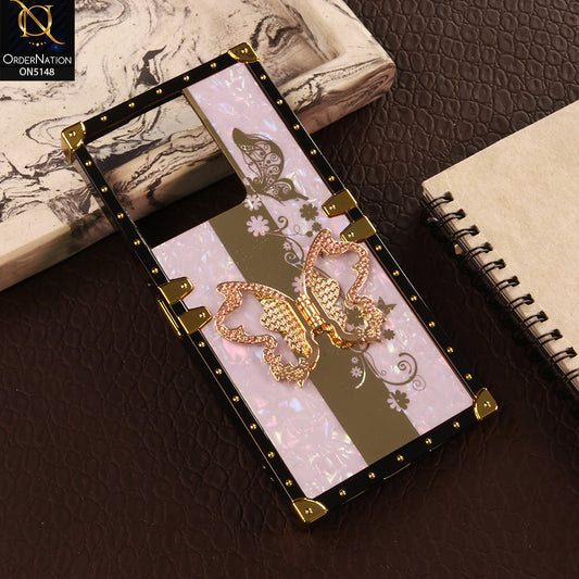 Vivo Y78 (China) Cover - Purple - Luxury Shiny Rhinestone Butterfly Electroplated Square Trunk Soft Case