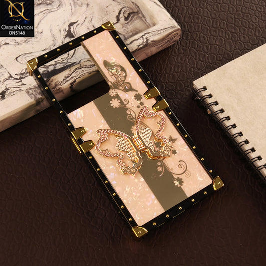 Vivo Y78 (China) Cover - Rose Gold - Luxury Shiny Rhinestone Butterfly Electroplated Square Trunk Soft Case