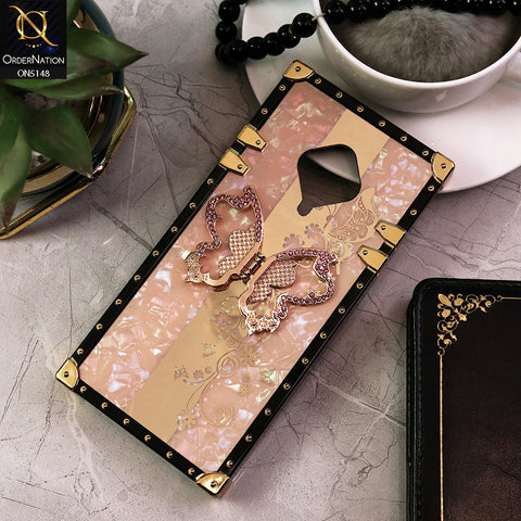 Vivo Y51 (2020 September) Cover - Rose Gold -  Luxury Shiny Rhinestone Butterfly Electroplated Square Trunk Soft Case