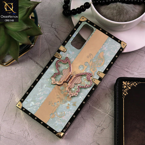 Vivo Y51a   Cover - Aqua -  Luxury Shiny Rhinestone Butterfly Electroplated Square Trunk Soft Case