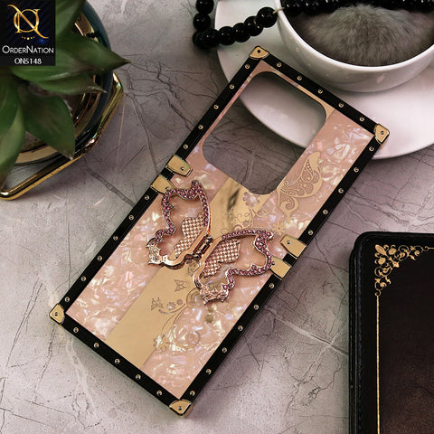 Infinix Zero 30 4G Cover - Rose Gold -  Luxury Shiny Rhinestone Butterfly Electroplated Square Trunk Soft Case
