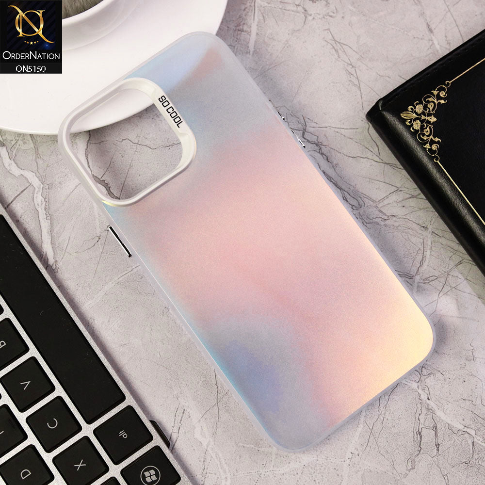 iPhone 15 Pro Max Cover - White - New Matte Color Gradient Shine Series Soft Borders Protective Case