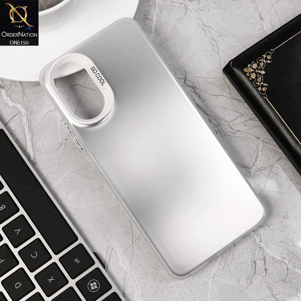 Oppo A38 Cover - Silver - New Matte Color Gradient Shine Series Soft Borders Protective Case