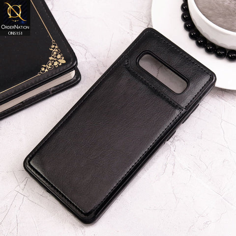 Samsung Galaxy S10 Plus Cover - Black - Luxury PU Leather Card Holder Wallet Soft Case