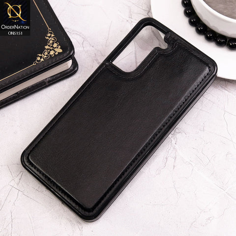 Samsung Galaxy S22 5G Cover - Black - Luxury PU Leather Card Holder Wallet Soft Case