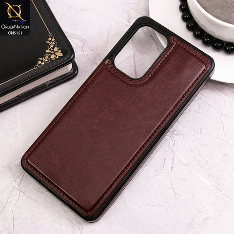 Samsung Galaxy A52s 5G Cover - Brown - Luxury PU Leather Card Holder Wallet Soft Case