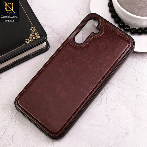 Samsung Galaxy A54 5G Cover - Brown - Luxury PU Leather Card Holder Wallet Soft Case