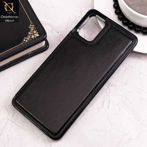 Samsung Galaxy A71 Cover - Black - Luxury PU Leather Card Holder Wallet Soft Case