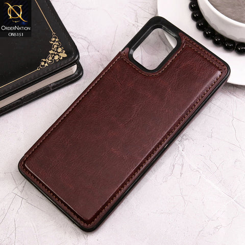 Samsung Galaxy A71 Cover - Brown - Luxury PU Leather Card Holder Wallet Soft Case
