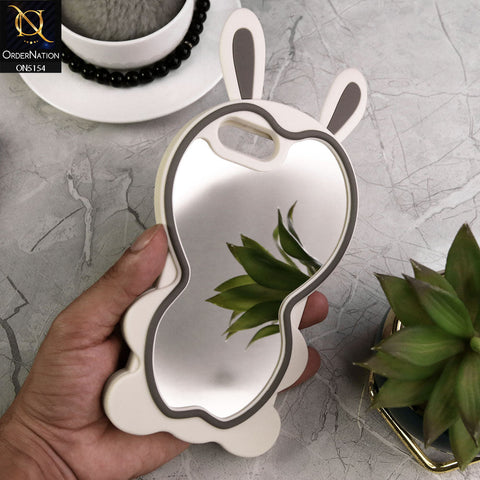iPhone 8 Plus / 7 Plus Cover - Gray - 3D Cute Cartoon Long Ears Make Up Mirror Soft Silicone Shockproof Case