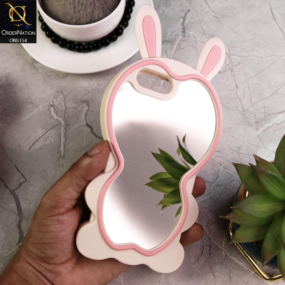 iPhone 8 Plus / 7 Plus Cover - Pink - 3D Cute Cartoon Long Ears Make Up Mirror Soft Silicone Shockproof Case