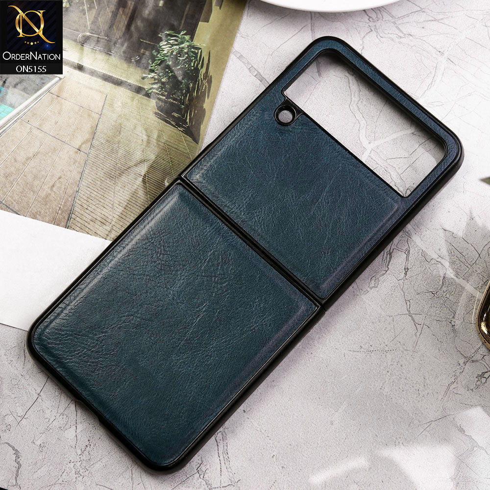 Samsung Galaxy Z Flip 3 5G Cover - Blue - New Primum Pu Leather Hard Shell Protective Case