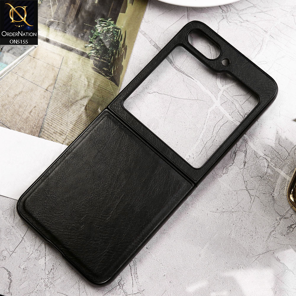 Samsung Galaxy Z Flip 5 5G Cover - Black - New Primum Pu Leather Hard Shell Protective Case