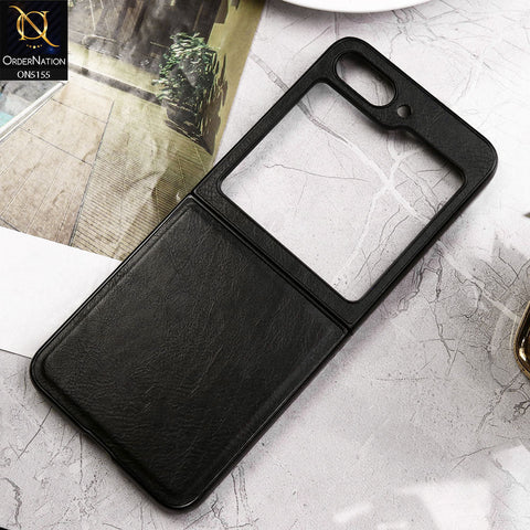 Samsung Galaxy Z Flip 5 5G Cover - Black - New Primum Pu Leather Hard Shell Protective Case