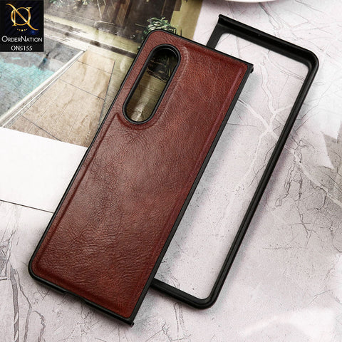 Samsung Galaxy Z Fold 3 5G Cover - Dark Brown - New Primum Pu Leather Hard Shell Protective Case