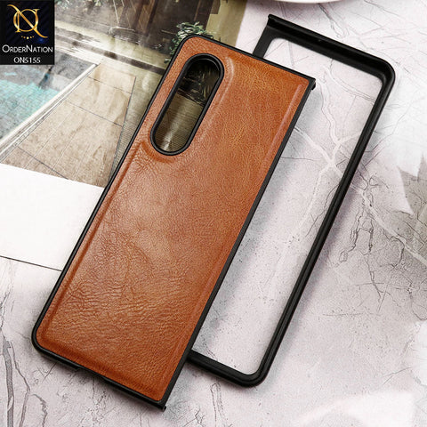 Samsung Galaxy Z Fold 3 5G Cover - Light Brown - New Primum Pu Leather Hard Shell Protective Case