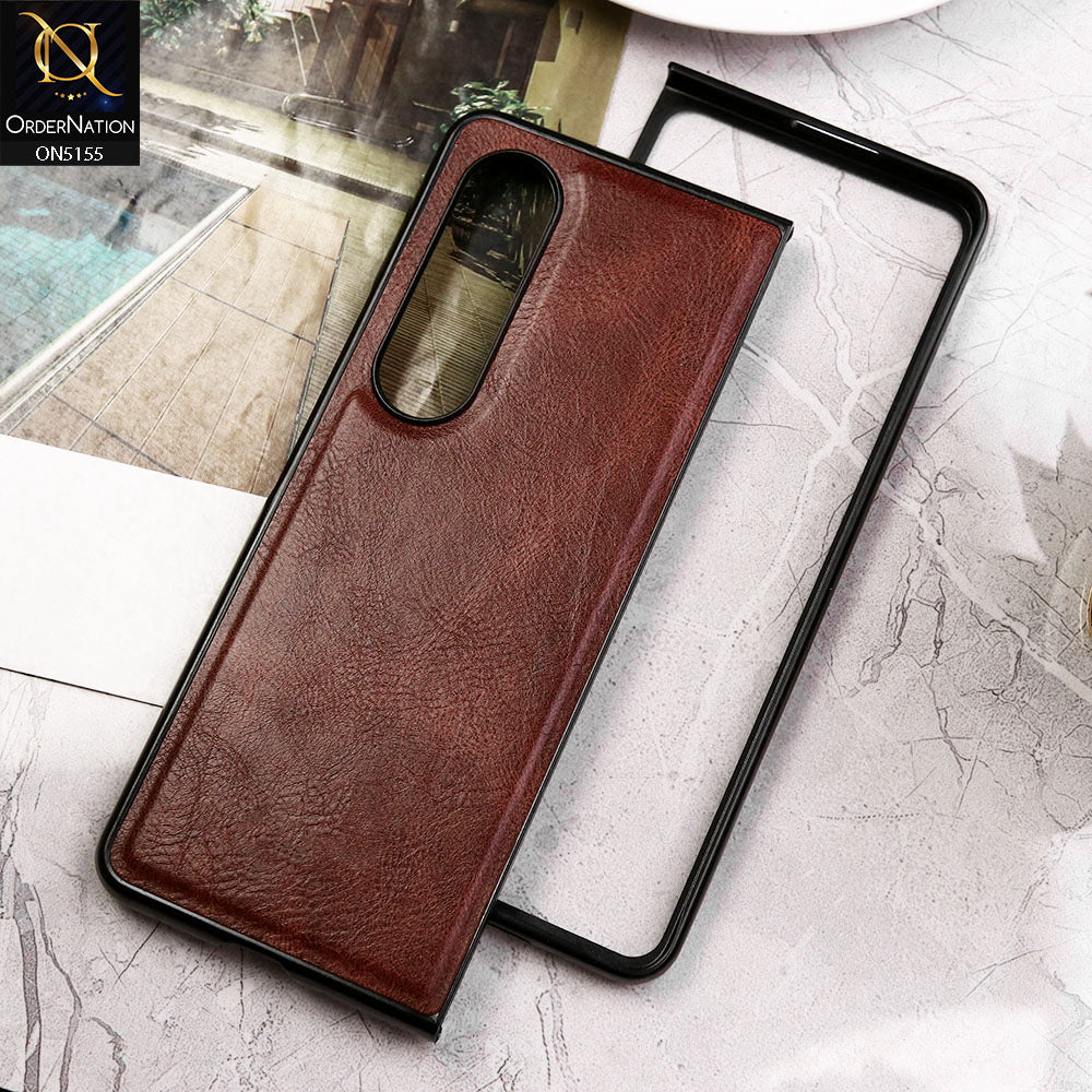 Samsung Galaxy Z Fold 4 5G Cover - Dark Brown - New Primum Pu Leather Hard Shell Protective Case