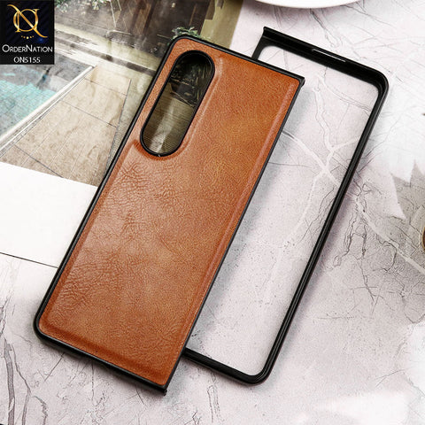 Samsung Galaxy Z Fold 4 5G Cover - Light Brown - New Primum Pu Leather Hard Shell Protective Case