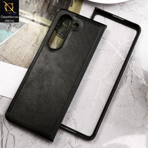 Samsung Galaxy Z Fold 5 5G Cover - Black - New Primum Pu Leather Hard Shell Protective Case