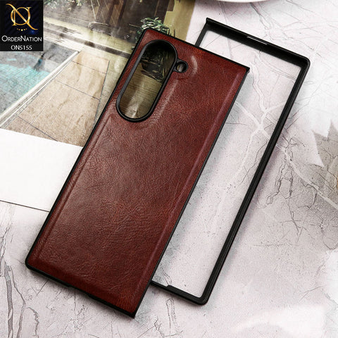 Samsung Galaxy Z Fold 6 5G Cover - Dark Brown - New Primum Pu Leather Hard Shell Protective Case