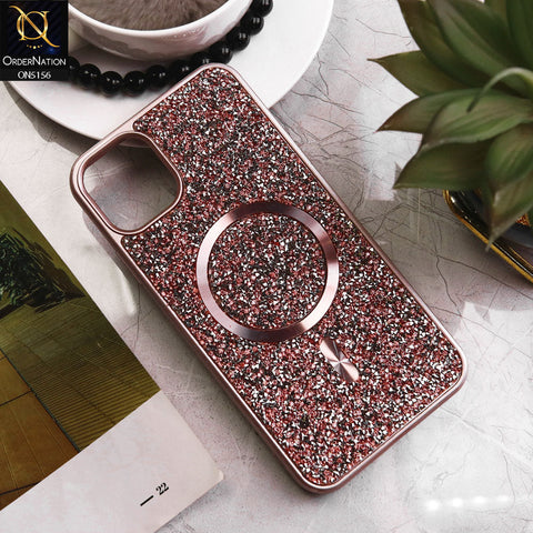 iPhone 11 Pro Max Cover - Rose Gold - New Trendy Bling Rhinestones Magsafe Protective Stylish Soft Case