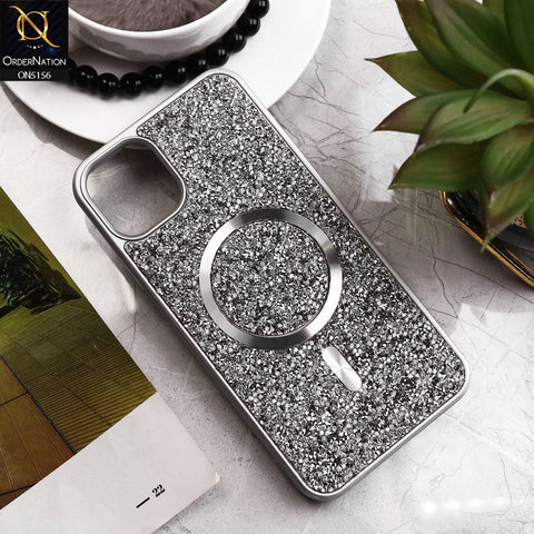 iPhone 11 Pro Max Cover - Silver - New Trendy Bling Rhinestones Magsafe Protective Stylish Soft Case