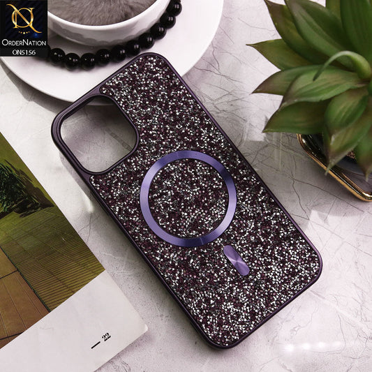 iPhone 12 Pro Max Cover - Deep Purple - New Trendy Bling Rhinestones Magsafe Protective Stylish Soft Case