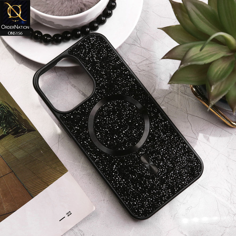 iPhone 15 Pro Max Cover - Black - New Trendy Bling Rhinestones Magsafe Protective Stylish Soft Case