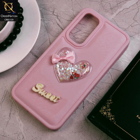 Samsung Galaxy A25 5G Cover - Pink - New Trendy 3D Love Heart (Moving Shiny Stars Glitter) & Bow Candy Color Soft Silicon Case