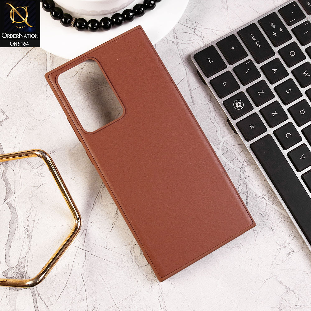 Samsung Galaxy Note 20 Ultra Cover - Brown - Luxurey Soft Silicon and TPU Leather Case