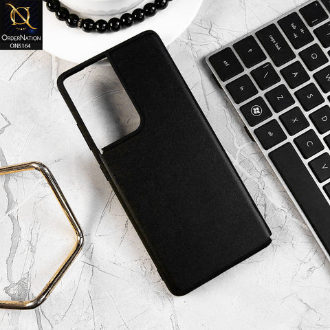 Samsung Galaxy S21 Ultra 5G Cover - Black - Luxurey Soft Silicon and TPU Leather Case